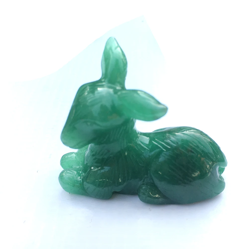 Natural Aventurine Deer Crystal Figurine Hand Carved Quartz Deer Statue