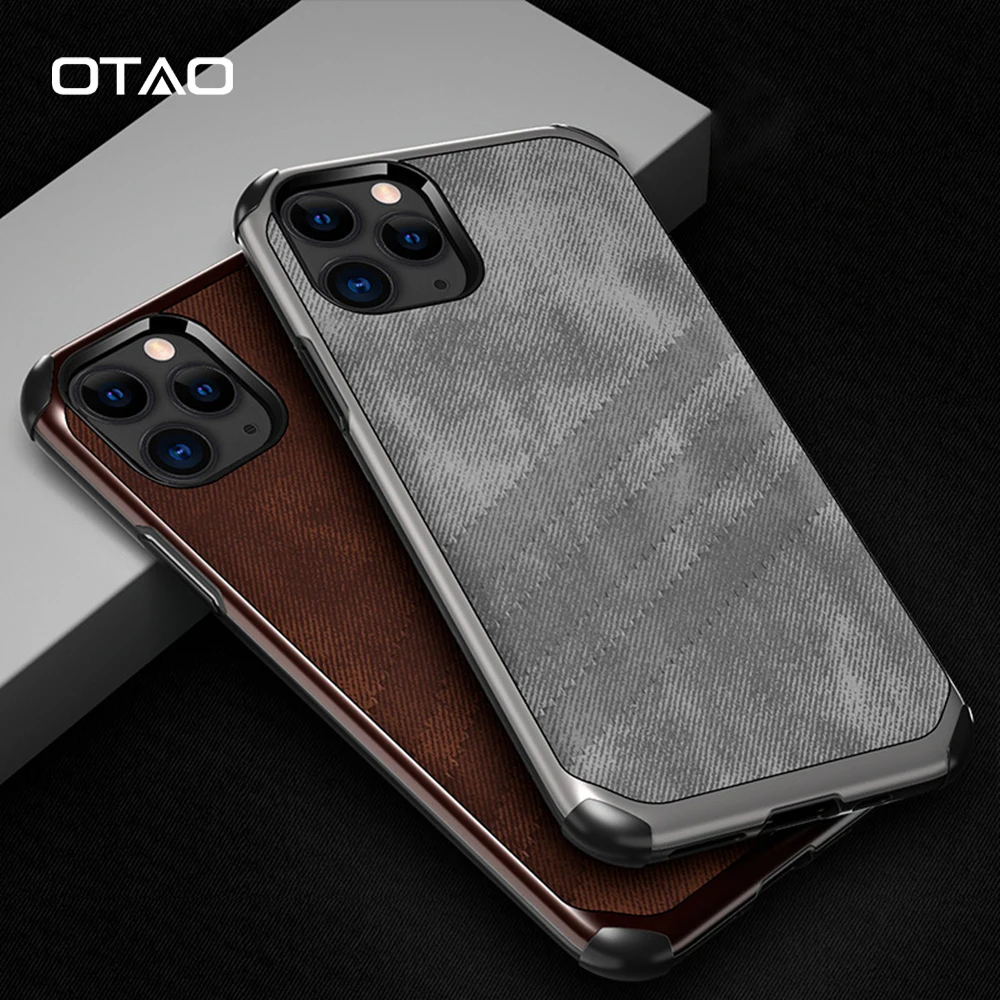 Тканевый Текстурированный чехол OTAO для iPhone 11 Pro MAX бампер из ТПУ противоударный