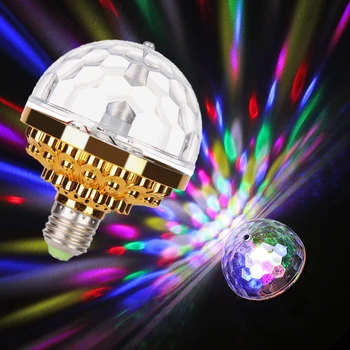 

Colorful E27 Rotating Disco Magic Crystal Ball Lamp RGB Rotating LED Party Bulb Stage Light