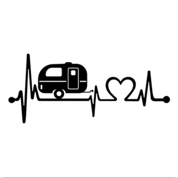 

Cartoon Car Sticker Caravan Love Heartbeat Car Sticker Camper Decals Car Body Window Stickers Car Styling