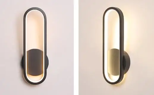 Креативный Овальный современный светодиодный настенный светильник для спальни, гостиной, кабинета, домашнего декора, прикроватные Настенные светильники белого и черного цвета, 90-260 в - Цвет абажура: Style B Black