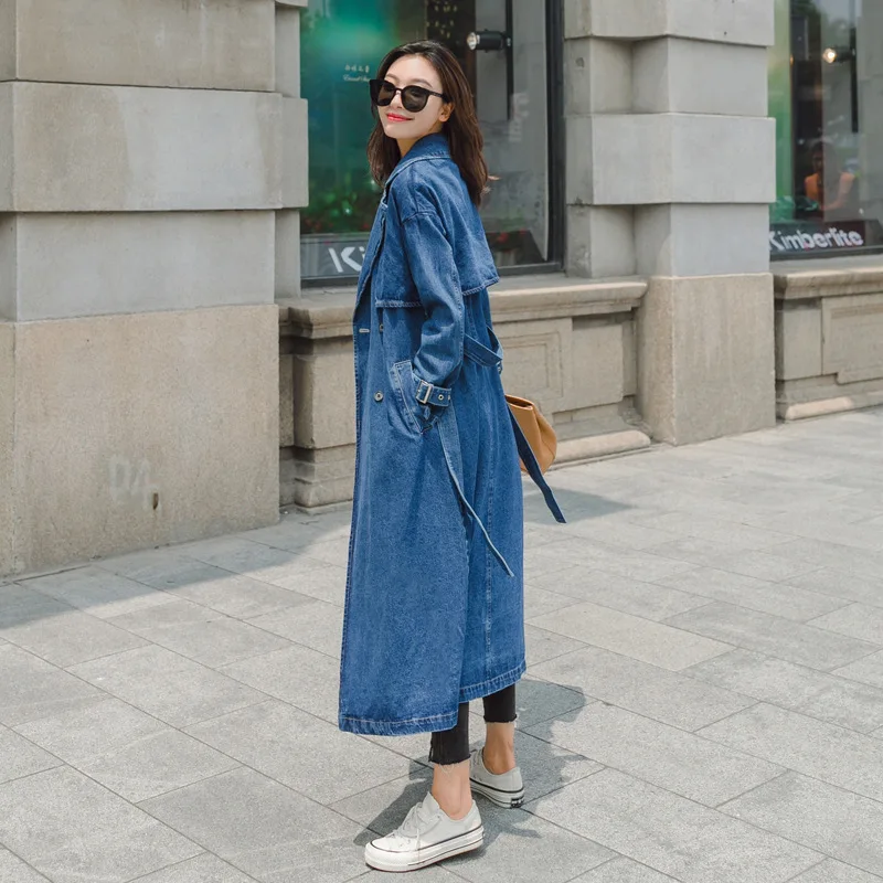 

LULU Trench Coat Women's Mid-length over-the-Knee Korean-style Spring And Autumn 2019 New Style Students Loose-Fit Versatile Jea