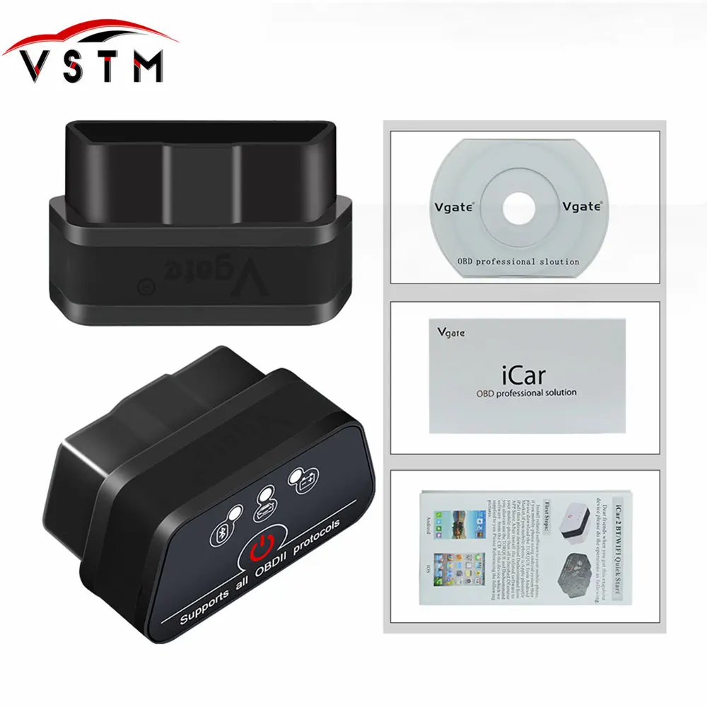 

New Arrival Vgate icar 2 elm 327 obd2 wifi for iPhone iPad Android icar2 elm327 bluetooth connector car code reader For cars