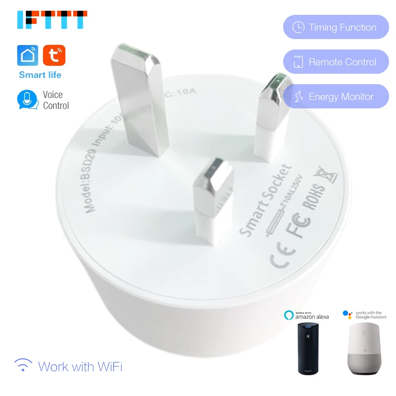 6 шт. 16A Wifi умная розетка Tuya Smart Life App power Energy Monitor UK SG MY Ireland Plug Alexa Google Home Mini IFTTT|Умные