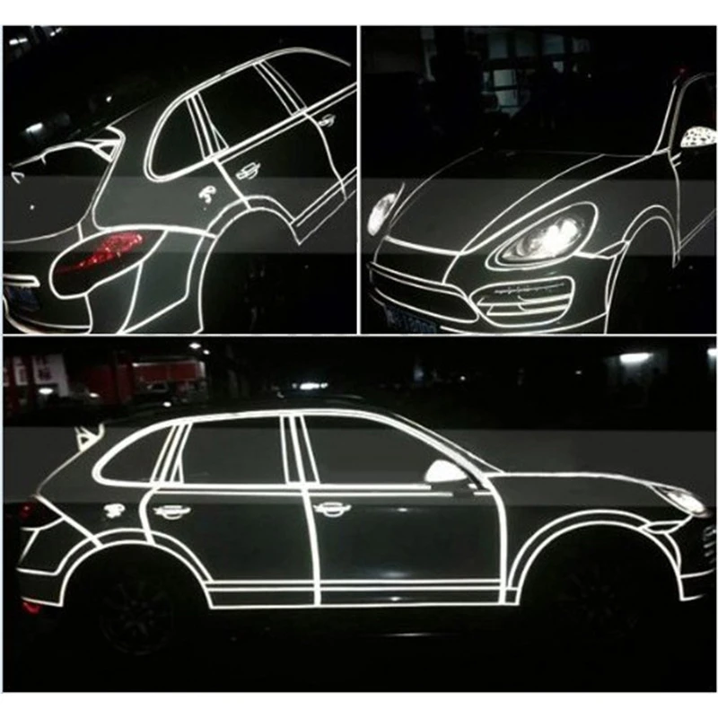 Reflective Stickers 100CM Car Reflective Tape Motorcycle Sticker Safety Mark Warning Strip Reflector Protective Sticker Film for Trunk Vehicle