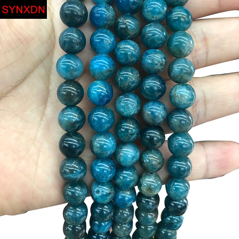 Blue Turquoise Gemstone Round Loose Spacer Beads For Jewelry Making 15" 