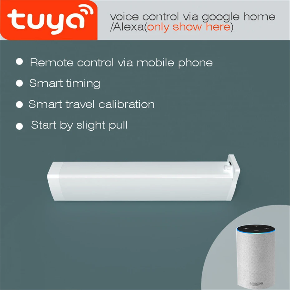 Tuya app wifi Electric Curtain Motor, Phone app RF433 Remote Control Voice control via alexa echo and Google Home Home Kit Siri for Smart Home-3
