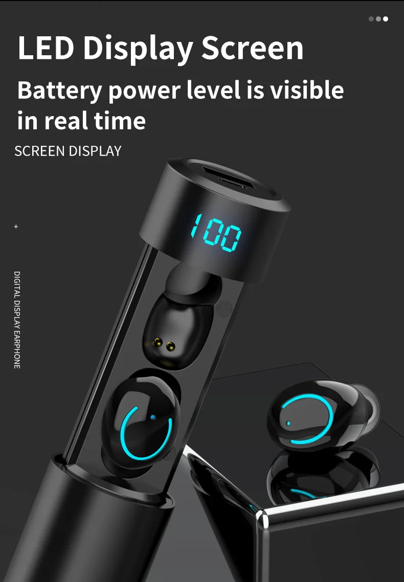 Q19 Bluetooth наушники V5.0 настоящие беспроводные стерео наушники сенсорный светодиодный дисплей с двойным микрофоном спортивные водонепроницаемые наушники IPX5