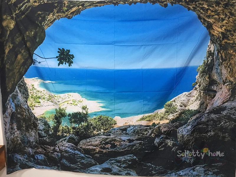 Большой индийский гобелен в виде мандалы с голубым видом на море, настенное пляжное полотенце в богемном стиле, тонкое одеяло из полиэстера, коврик-шарф для йоги
