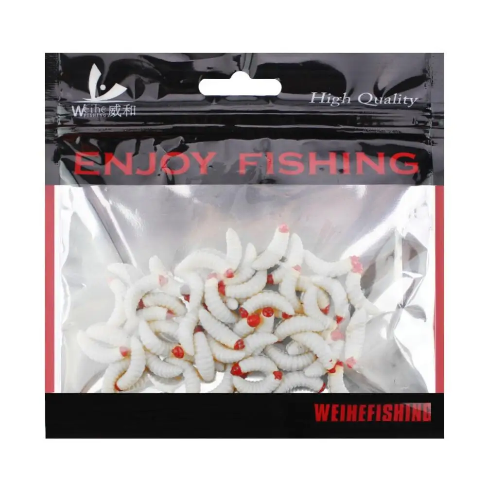  50pcs/lot Fishing Lure Soft Swim Baits Insect Artificial Baits Bread Bug Worm Simulation Coloring B
