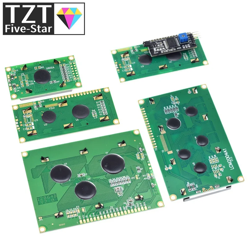 LCD Modul Blau Grün Screen Für Arduino 0802 1602 2004 12864 LCD Charakter UNO R3 Mega2560 Display PCF8574T IIC I2C interface