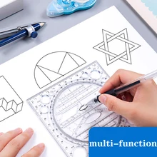 Regla de dibujo multifuncional creativa, regla de plantilla transparente para Manual de medición de Estudiante de pintura, diseño de manual de instrucciones
