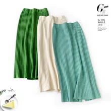 Женские вязаные юбки, однотонный жаккард, вязаная юбка, зимняя облегающая юбка, Jupe Femme Saia, юбка-карандаш с разрезом по краям, Faldas Mujer Moda