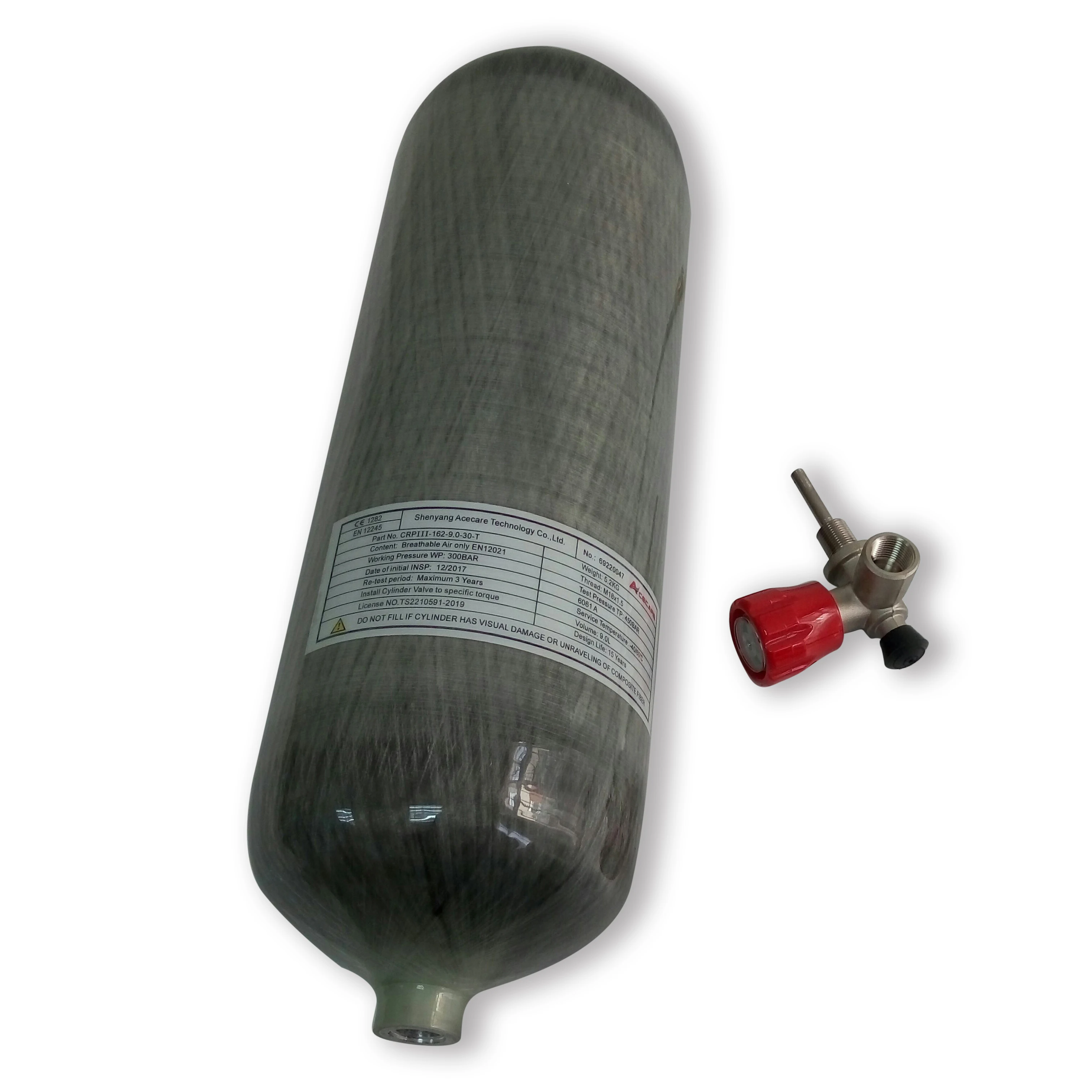 AC10911 Acecare Pcp воздушный бак 9L Hpa 4500Psi M18 * 1 5 CE цилиндр для пейнтбольного оборудования