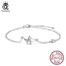 ORSA JEWELS настоящий 925 браслет в форме бабочки AAAA прозрачный Циркон Стерлинговое Серебро удлинитель цепочка ожерелье ювелирные изделия SB51