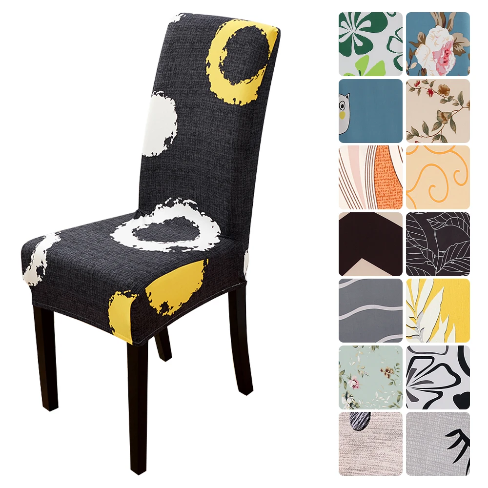 1/2/4/6Pcs Printing Dining Chair Cover Stretch Protector Seat Slipcover Elastic Washable Banquet Folding Hotel | Дом и сад