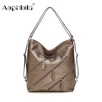 

Woman Vintage PU Leather Handbags Female Casual Big Capacity Shoulder Bags Solid Multi-pocket Ladies Totes bolsa feminina