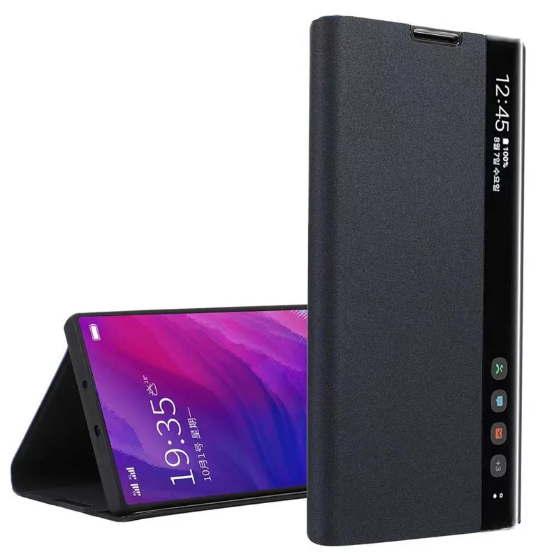 

Original Window Display Flip Leather Case For Samsung Galaxy Note 10 Plus 9 8 S8 S9 S10 Plus S7 Edge A50 A70 Smart Sleep Awake