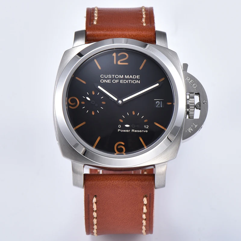 Parnis 42 мм автоматические механические мужские часы Повседневная мода кожаный ремешок запас хода светящиеся водонепроницаемые часы для мужчин CM101