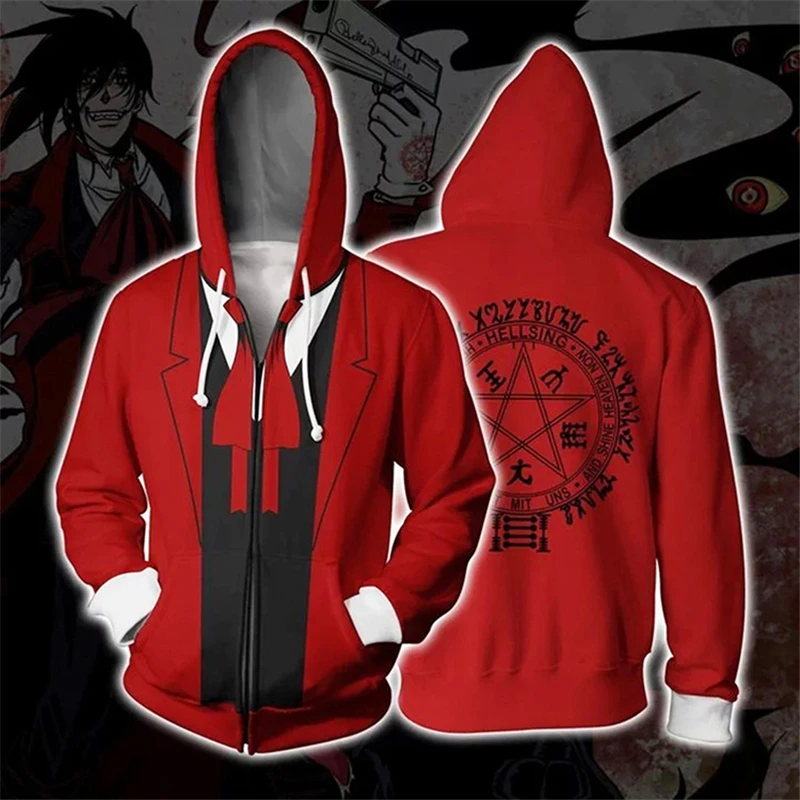 Аниме Hellsing Косплей Alucard молния Толстовка для мужчин и женщин Повседневная