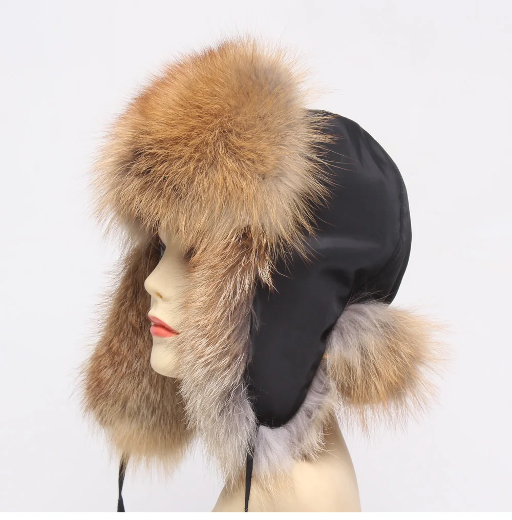 Hot Sale Genuine Fox Fur Hat Russian Women Real Fur Caps Bomber Hats 100%Natural Fox Fur Caps Fashion Fur Hat Retail wholesale