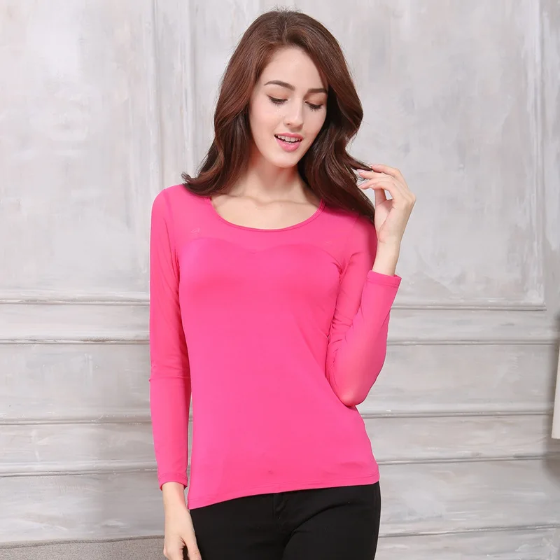 Solid color warm autumn and winter coat lace head Slim women's underwear inside breathable bottoming shirt thin soft underwear