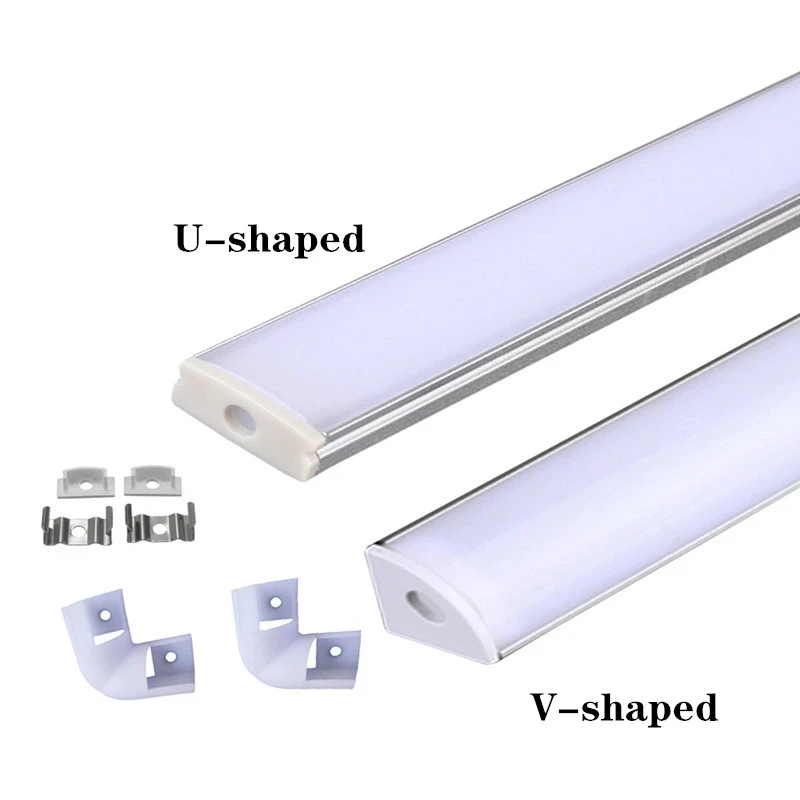 LED perfil aluminio 0.5m for 5630 5050 LED hard light strip U/V shape LED aluminum profile channel milk  cover/transparent cover