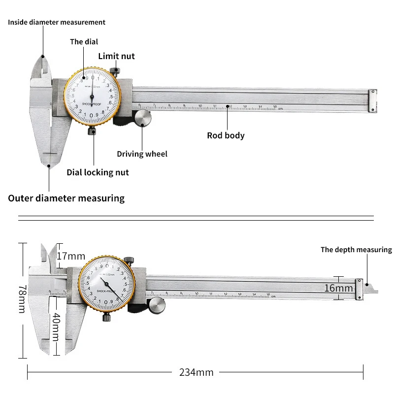 GTBL 150 мм 6 дюймов прецизионный штангенциркуль с циферблатом микрометр измерительный инструмент 0-150 мм
