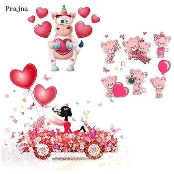 

Prajna Cartoon Unicorn Stickers Iron On Transfers For Clothes Heart Balloon Stripes Heat Transfer Vinyl Applique Patches Badges