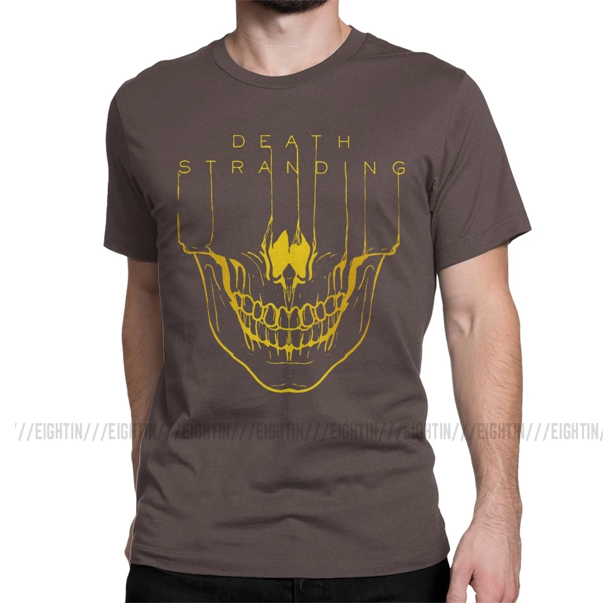 Мужская футболка с надписью "Death Stranding", Кодзима Хидео, металлическая шестерня, одноцветная футболка с коротким рукавом из хлопка с изображением игры "Reedus Norman Game Mgs", 4XL, 5XL, футболка - Цвет: Коричневый