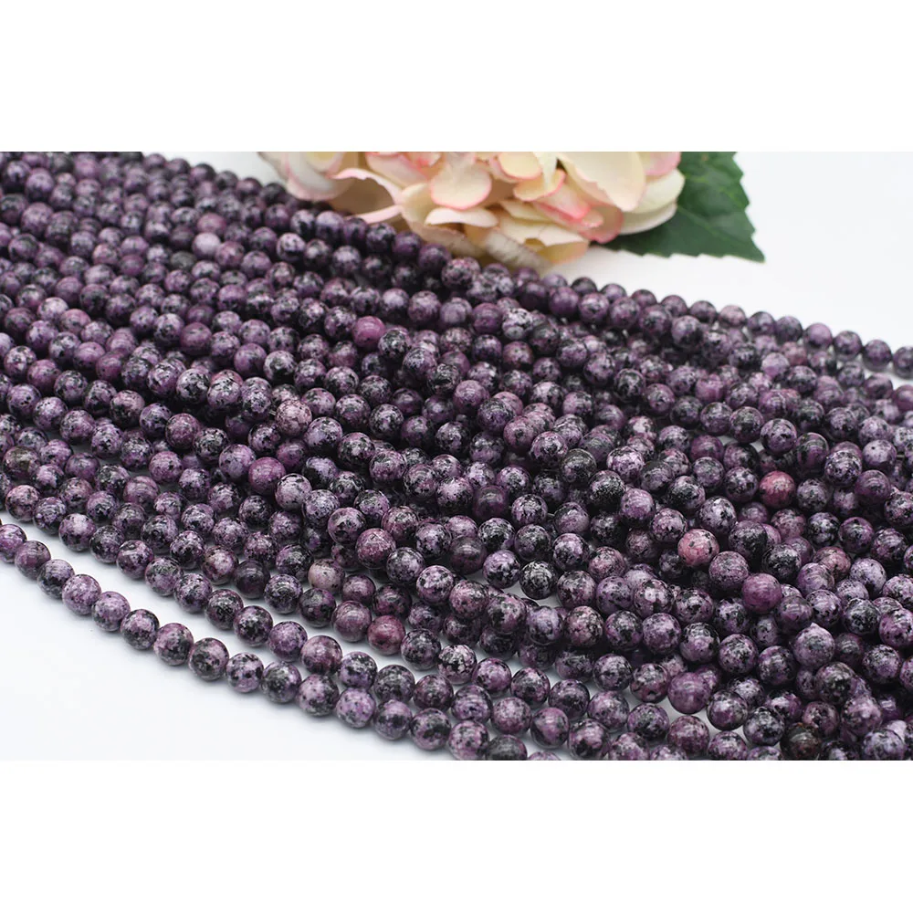 

6-10mm Natural Smooth Dark Purple sesame stone Round stone beads For DIY Bracelet Necklace Jewelry Making Strand 15"