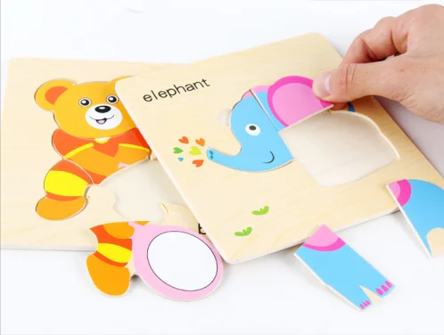 

8pcs Hand Grab Board Puzzle Wooden Toys For Child Cartoon Animal Fruit Wood Jigsaw Kids Baby Early Educational Learning Toy SET