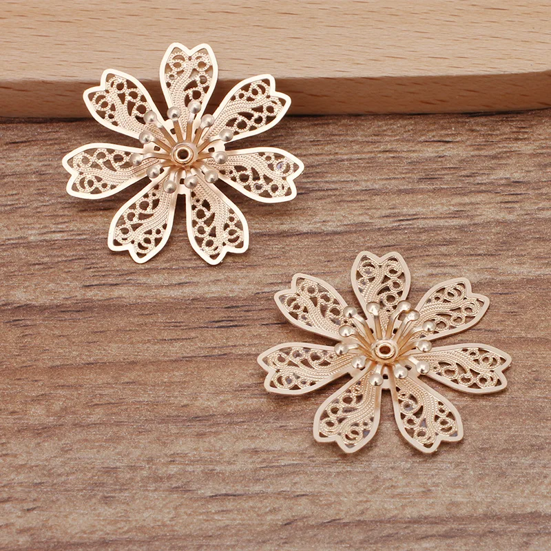 10pcs 28mm Metal Flower Beads Cap Silver Gold Color Filigree Flower Base Bead Cap Charms for Jewelry Making Craft Components DIY 10pcs 28mm Metal Flower Beads Cap Silver Gold Color Filigree Flower Base Bead Cap Charms for Jewelry Making Craft Components DIY