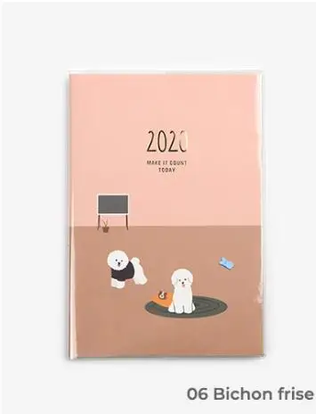 06 Bichon frise Милый ежемесячный недельный планировщик с животными из мультфильмов, Kawaii notebook 152 P - Цвет: 06 Bichon frise