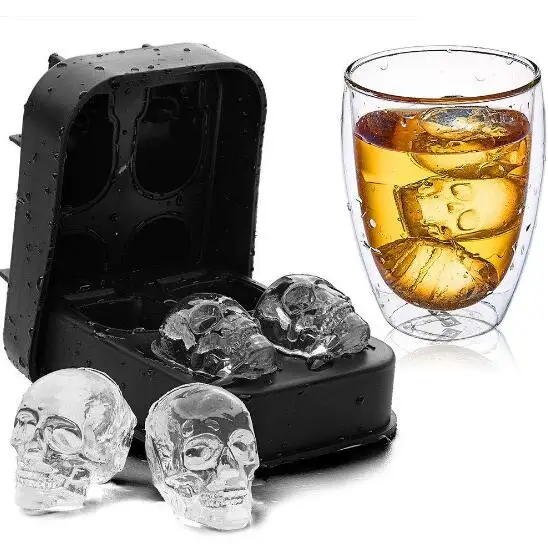 100Sets/lot SiliconIce Ice Cube Mold Skeleton Skull Shape Chocolate Mould Tray DIY Tool Whiskey Wine Cocktail Maker |