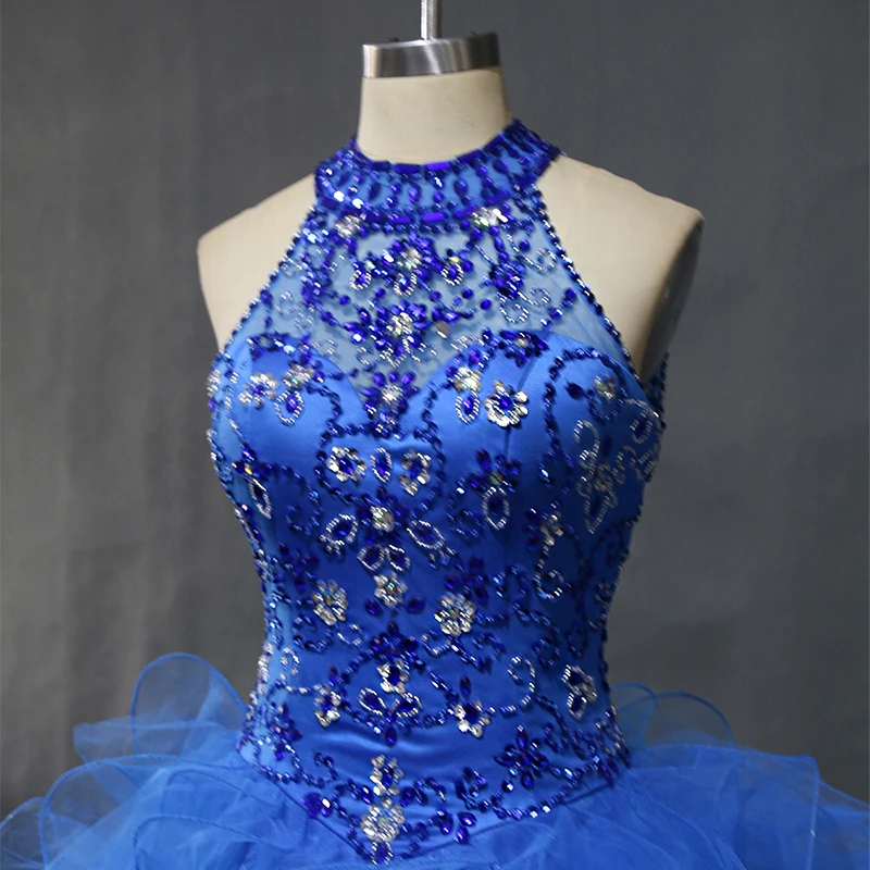 Высокое качество, vestido de formatura, Холтер, круглый вырез, vestidos de fiesta de noche, бальное платье с поясом, фатиновое платье, расшитое бисером, vestido, на шнуровке