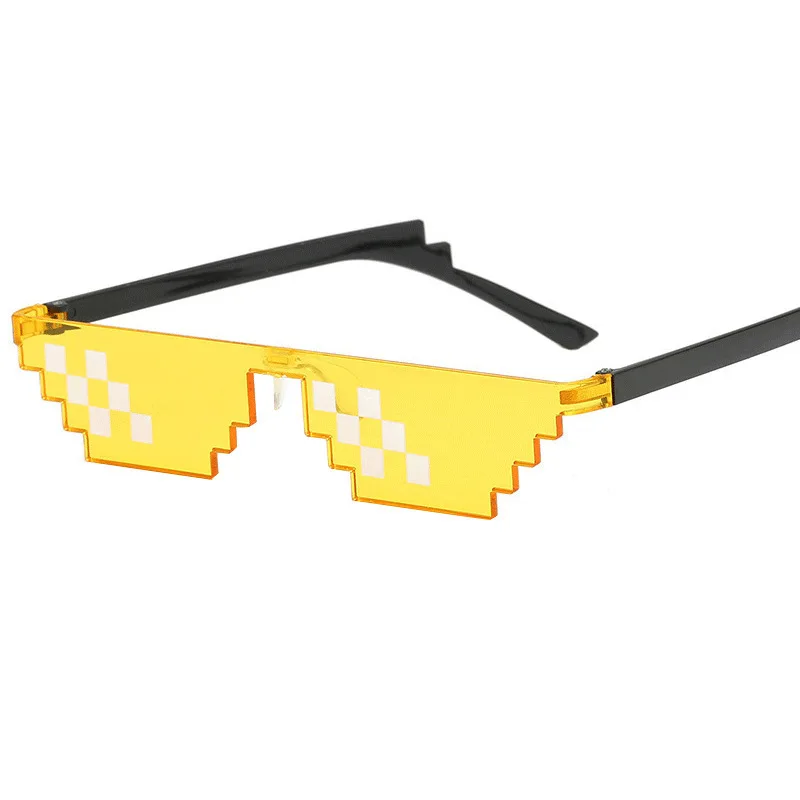 New Thug Life Mosaic Glasses Sunglasses Men Women 8 Bit Coding Pixel Trendy Cool Super Party Funny Vintage Shades Eyewear