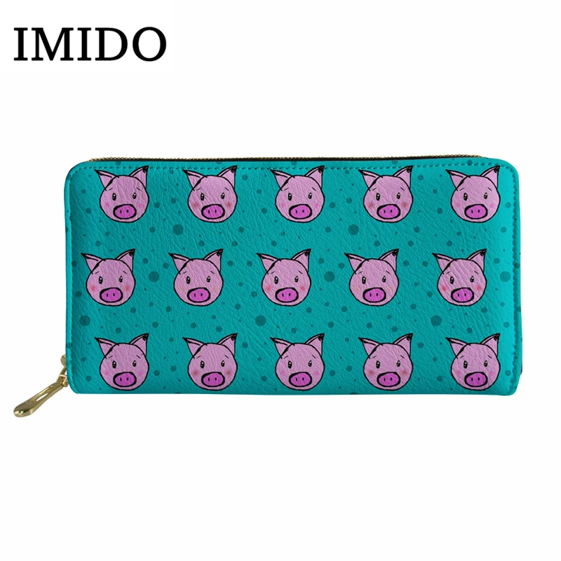 IMIDO Kawaii кошелек с рисунком поросенка из мультфильма, сумка для монет для девочек, кошелек для кредитных карт, женский кошелек, Forever Young, бумажник модный кошелек