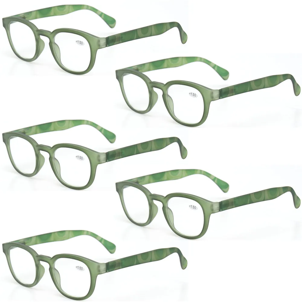 С модным принтом, итальянский дизайн, очки для чтения, для обувь для мужчин и женщин пружинным шарниром овальная оправа для очков 1,0 1,5 2,0 2,5 3,0 4,0 - Цвет оправы: 5 Pack Green