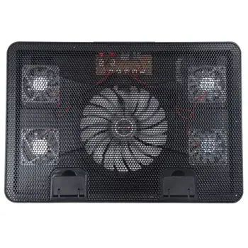 

NA JU Laptop Cooler Pad 14" 15.6" 17" with 5 fans 2 USB Port slide-proof stand Notebook Cooling Fan with light