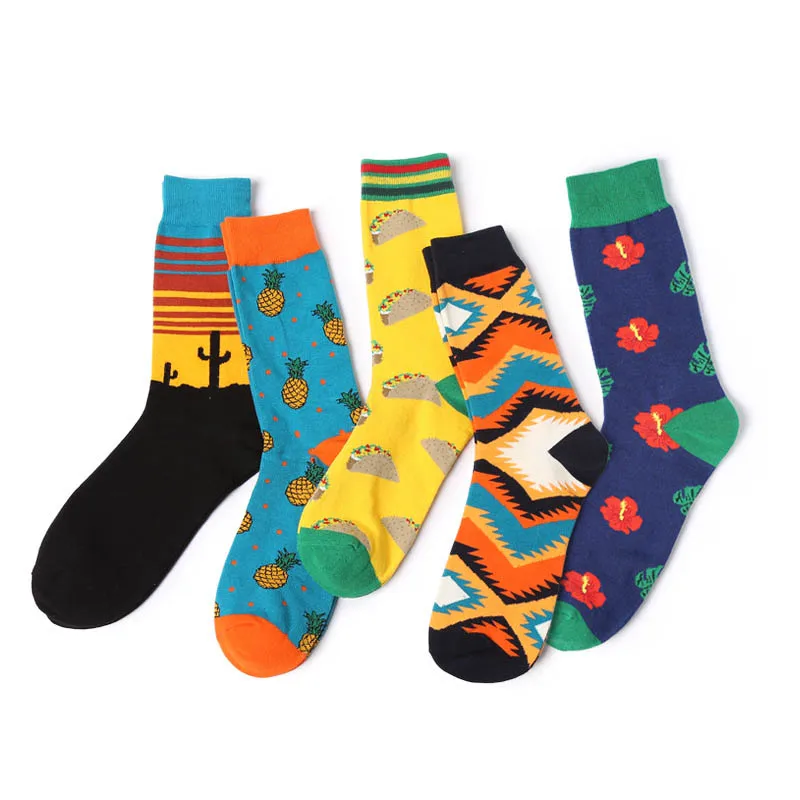 Качественные повседневные мужские носки Веселые для мужчин полосатые клетчатые