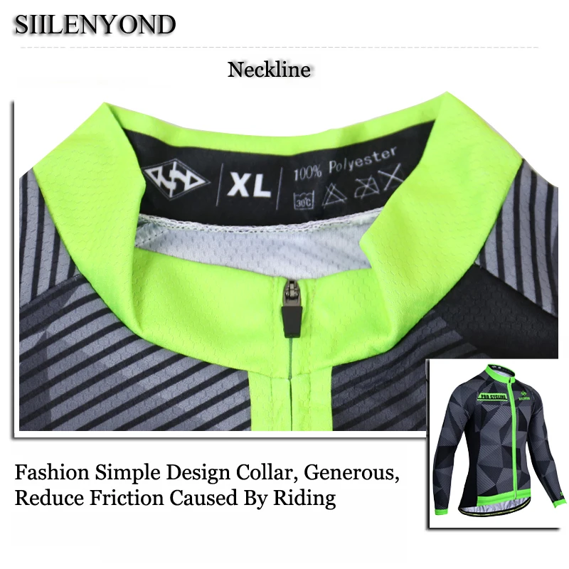 Siilenyond Long Sleeve Cycling Jerseys Breathable Mountain Bike Clothes Cycling Clothing Quick-Dry Bicycle Cycling Clothing