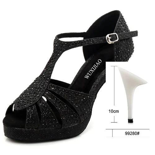 WUXIJIAO/Женская обувь для латинских танцев для взрослых; летняя обувь для танцев на открытом воздухе; сандалии для бальных танцев на высоком каблуке; мягкая подошва - Цвет: heel 10cm