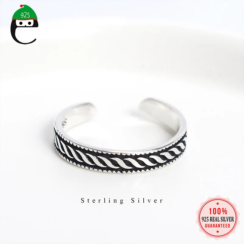 

ElfoPlataSi 925 Sterling Silver Retro Personality Tail Ring Open Ring Sizable 3 4 5 For Teen Girls Silver 925 Jewelry Gift ED458
