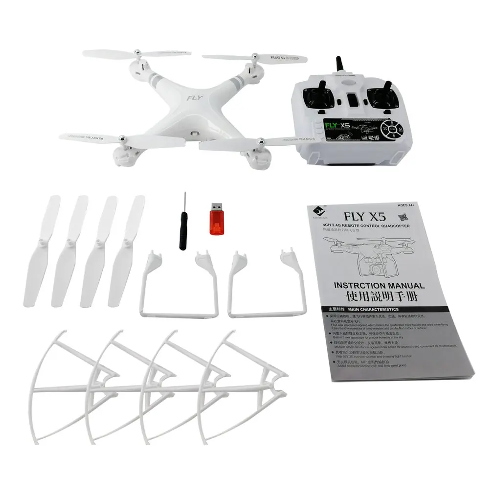 Белый X52 Дрон Широкий формат объектив 2MP HD Камера Wi-Fi FPV живой Квадрокоптер 6-осевой вертолет 2,4 ГГц дрона с дистанционным управлением - Цвет: Белый
