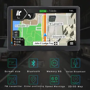 

LONGRUF 7" inch HD Car GPS Navigation SatNav 256M/8GB Navigators Bluetooth AV-IN FM MP3/MP4 Player