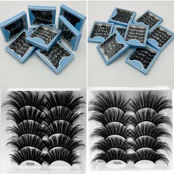 

5 Pairs 5D Mink False Eyelashes Thick Fluffy Eyelash Extension Full Volume Thick Multilayers Handmade Lashes