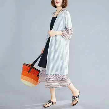 

COIGARSAM Beach Style Print Shirt Womens tops Thin Women shirts White Blue 9402