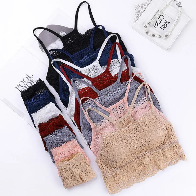 Women Hollow Bra Set Beauty Back Wrapped Chest Lace Bottoming Bra Underwear Set