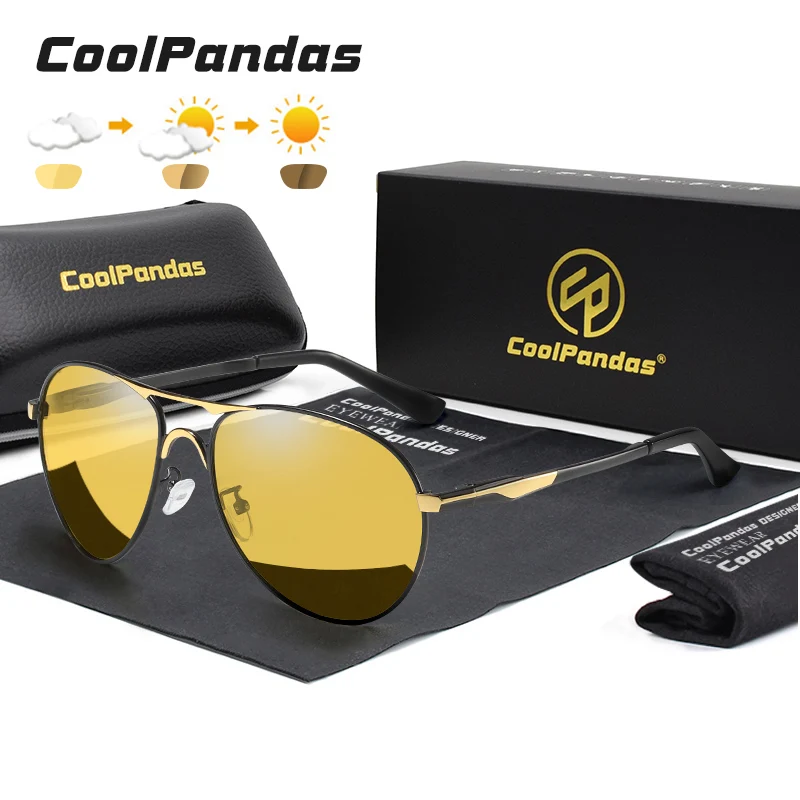 2021 New Trend Intelligent Aviation Photochromic Sunglasses Polarized Men Day Night Vision Driving Sun Glasses Male gafas de sol